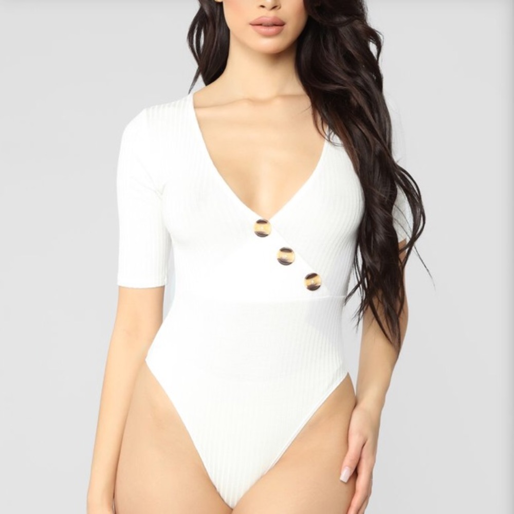Ivory Button Bodysuit
